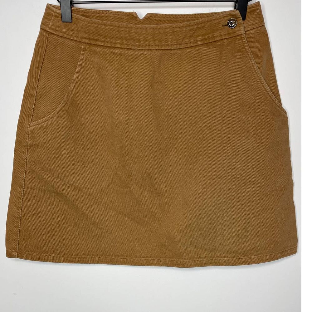 Jones New York Skirt 4 Tan A-Line Khaki Above Knee 100% Cotton Slash Pockets